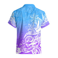 Polynesian Sunset Plumeria Hawaiian Shirt Pacific Island Tribal Blue Style LT9 - Polynesian Pride