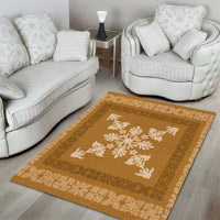 Hawaiian Quilt Block Design Area Rug Gold Hawaii Culture Motifs - Polynesian Pride