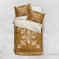 Hawaiian Quilt Block Design Bedding Set Gold Hawaii Culture Motifs - Polynesian Pride