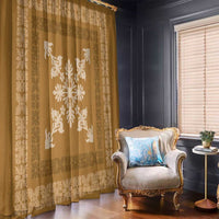 Hawaiian Quilt Block Design Window Curtain Gold Hawaii Culture Motifs - Polynesian Pride