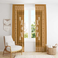 Hawaiian Quilt Block Design Window Curtain Gold Hawaii Culture Motifs - Polynesian Pride
