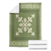 Hawaiian Quilt Block Design Blanket Lime Hawaii Culture Motifs - Polynesian Pride