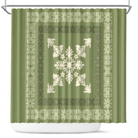 Hawaiian Quilt Block Design Shower Curtain Lime Hawaii Culture Motifs LT9 Lime - Polynesian Pride