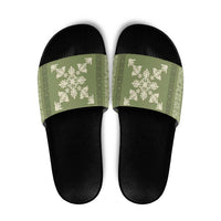 Hawaiian Quilt Block Design Slide Sandals Lime Hawaii Culture Motifs LT9 Lime - Polynesian Pride
