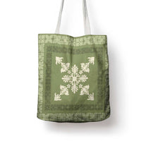 Hawaiian Quilt Block Design Tote Bag Lime Hawaii Culture Motifs LT9 - Polynesian Pride