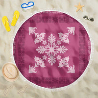Hawaiian Quilt Block Design Beach Blanket Pink Hawaii Culture Motifs LT9 One Size 150cm Pink - Polynesian Pride