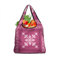 Hawaiian Quilt Block Design Grocery Bag Pink Hawaii Culture Motifs LT9 1-pack One Size Pink - Polynesian Pride