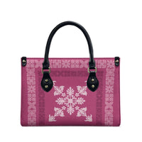 Hawaiian Quilt Block Design Leather Bag Pink Hawaii Culture Motifs - Polynesian Pride
