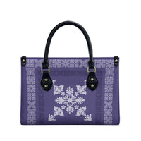 Hawaiian Quilt Block Design Leather Bag Purple Hawaii Culture Motifs - Polynesian Pride