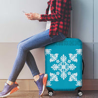 Hawaiian Quilt Block Design Luggage Cover Teal Hawaii Culture Motifs - Polynesian Pride