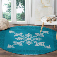 Hawaiian Quilt Block Design Round Carpet Teal Hawaii Culture Motifs LT9 - Polynesian Pride