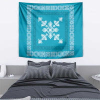 Hawaiian Quilt Block Design Tapestry Teal Hawaii Culture Motifs LT9 - Polynesian Pride