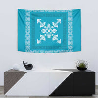 Hawaiian Quilt Block Design Tapestry Teal Hawaii Culture Motifs LT9 - Polynesian Pride