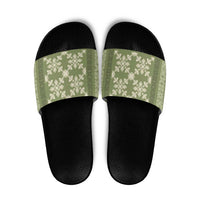 Hawaiian Quilt Pattern Slide Sandals Lime Hawaii Culture Tropical - Polynesian Pride