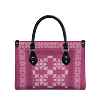 Hawaiian Quilt Pattern Leather Bag Pink Hawaii Culture Tropical - Polynesian Pride