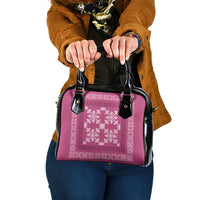 Hawaiian Quilt Pattern Shoulder Handbag Pink Hawaii Culture Tropical - Polynesian Pride