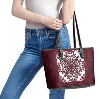 Palm Leaf Quilt Pattern Leather Tote Bag Hawaii Culture Floral - Polynesian Pride