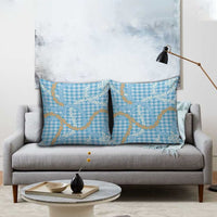 Blue Tropical Floral Palaka Pillow Cover Hawaiian Quilt Pattern - Polynesian Pride