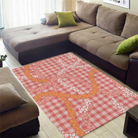 Pink Tropical Floral Palaka Area Rug Hawaiian Quilt Pattern - Polynesian Pride