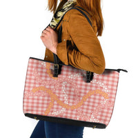 Pink Tropical Floral Palaka Leather Tote Bag Hawaiian Quilt Pattern - Polynesian Pride