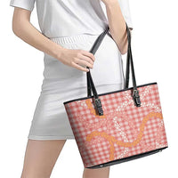 Pink Tropical Floral Palaka Leather Tote Bag Hawaiian Quilt Pattern - Polynesian Pride