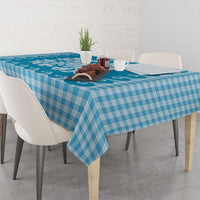 Blue Ulu Palaka Quilt Pattern Tablecloth Hawaii Culture Breadfruit - Polynesian Pride