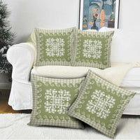 Green Ulu Palaka Quilt Pattern Pillow Cover Hawaii Culture Breadfruit - Polynesian Pride