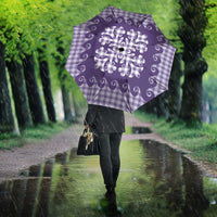 Purple Ulu Palaka Quilt Pattern Umbrella Hawaii Culture Breadfruit - Polynesian Pride