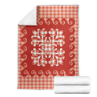Red Ulu Palaka Quilt Pattern Blanket Hawaii Culture Breadfruit - Polynesian Pride