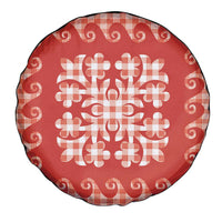 Red Ulu Palaka Quilt Pattern Spare Tire Cover Hawaii Culture Breadfruit LT9 - Polynesian Pride