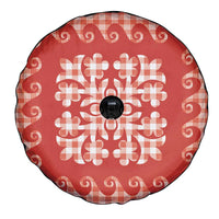 Red Ulu Palaka Quilt Pattern Spare Tire Cover Hawaii Culture Breadfruit LT9 - Polynesian Pride