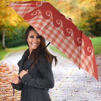 Red Ulu Palaka Quilt Pattern Umbrella Hawaii Culture Breadfruit - Polynesian Pride