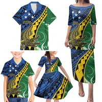 Personalised Crocodile and Shark Solomon Islands Family Matching Puletasi and Hawaiian Shirt Polynesian Tribal Tattoo LT9 - Polynesian Pride