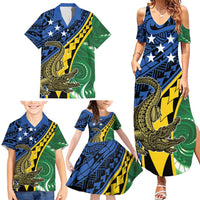 Personalised Crocodile and Shark Solomon Islands Family Matching Summer Maxi Dress and Hawaiian Shirt Polynesian Tribal Tattoo LT9 - Polynesian Pride