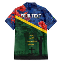 Personalised Solomon Islands Remembrance Day Family Matching Long Sleeve Bodycon Dress and Hawaiian Shirt We Will Remember Them with Camouflage Style LT9 - Polynesian Pride