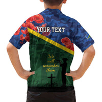Personalised Solomon Islands Remembrance Day Family Matching Off The Shoulder Long Sleeve Dress and Hawaiian Shirt We Will Remember Them with Camouflage Style LT9 - Polynesian Pride