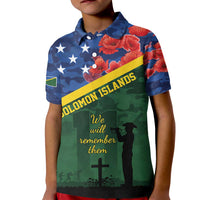 Personalised Solomon Islands Remembrance Day Kid Polo Shirt We Will Remember Them with Camouflage Style