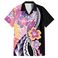 Aloha Vintage Hibiscus Lei Seamless Pattern Family Matching Off Shoulder Short Dress and Hawaiian Shirt - Polynesian Pride