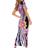Aloha Vintage Hibiscus Lei Seamless Pattern Family Matching Short Sleeve Bodycon Dress and Hawaiian Shirt - Polynesian Pride
