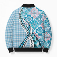 Aloha Vintage Palaka Floral Hawaiian Quilt Bomber Puffer Jacket Uliuli Motif - Polynesian Pride