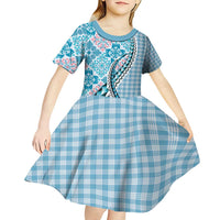Aloha Vintage Palaka Floral Hawaiian Quilt Kid Short Sleeve Dress Uliuli Motif - Polynesian Pride