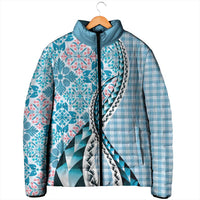 Aloha Vintage Palaka Floral Hawaiian Quilt Padded Jacket Uliuli Motif - Polynesian Pride