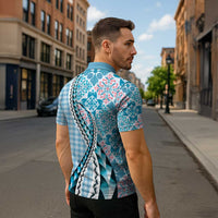 Aloha Vintage Palaka Floral Hawaiian Quilt Zipper Polo Shirt Uliuli Motif - Polynesian Pride