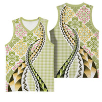 Aloha Vintage Palaka Floral Hawaiian Quilt Basketball Jersey Omaomao Motif - Polynesian Pride