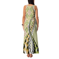 Aloha Vintage Palaka Floral Hawaiian Quilt Family Matching Tank Maxi Dress and Hawaiian Shirt Omaomao Motif LT9 - Polynesian Pride