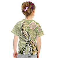 Aloha Vintage Palaka Floral Hawaiian Quilt Kid T Shirt Omaomao Motif - Polynesian Pride