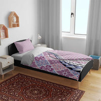 Aloha Vintage Palaka Floral Hawaiian Quilt Bedding Set Akala Motif - Polynesian Pride