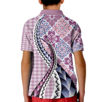 Aloha Vintage Palaka Floral Hawaiian Quilt Kid Polo Shirt Akala Motif - Polynesian Pride