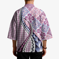 Aloha Vintage Palaka Floral Hawaiian Quilt Kimono Akala Motif LT9 - Polynesian Pride