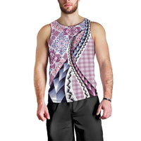 Aloha Vintage Palaka Floral Hawaiian Quilt Men Tank Top Akala Motif - Polynesian Pride